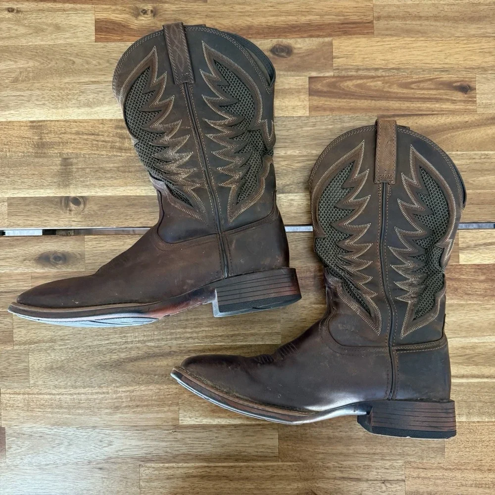 Ariat VentTek Ultra Western Pull On Boots Mens Sz 11.5 D Brown Leather 10023129